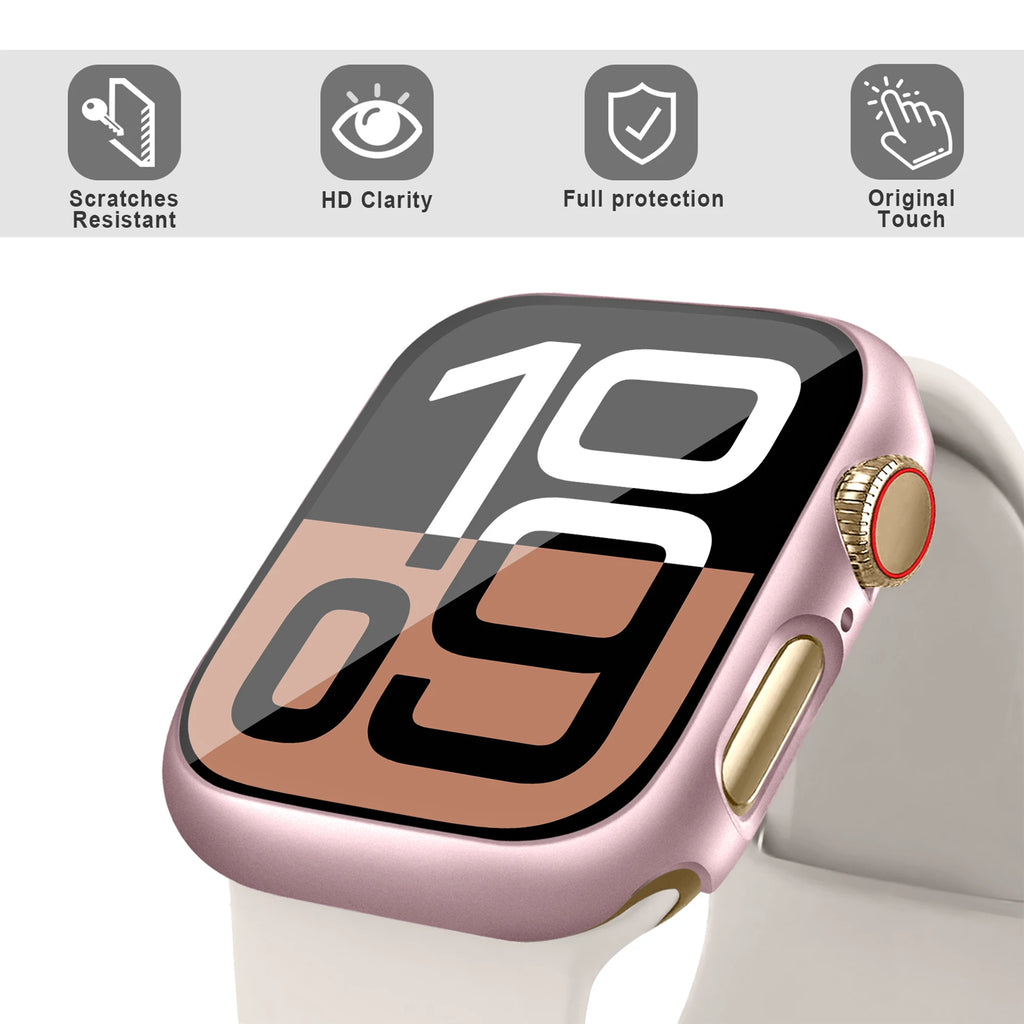 Case For Apple Watch Screen Protector 46mm 42mm Accessories HD Tempered Glass Hard PC Bumper Cover iWatch Series 10 Protective
