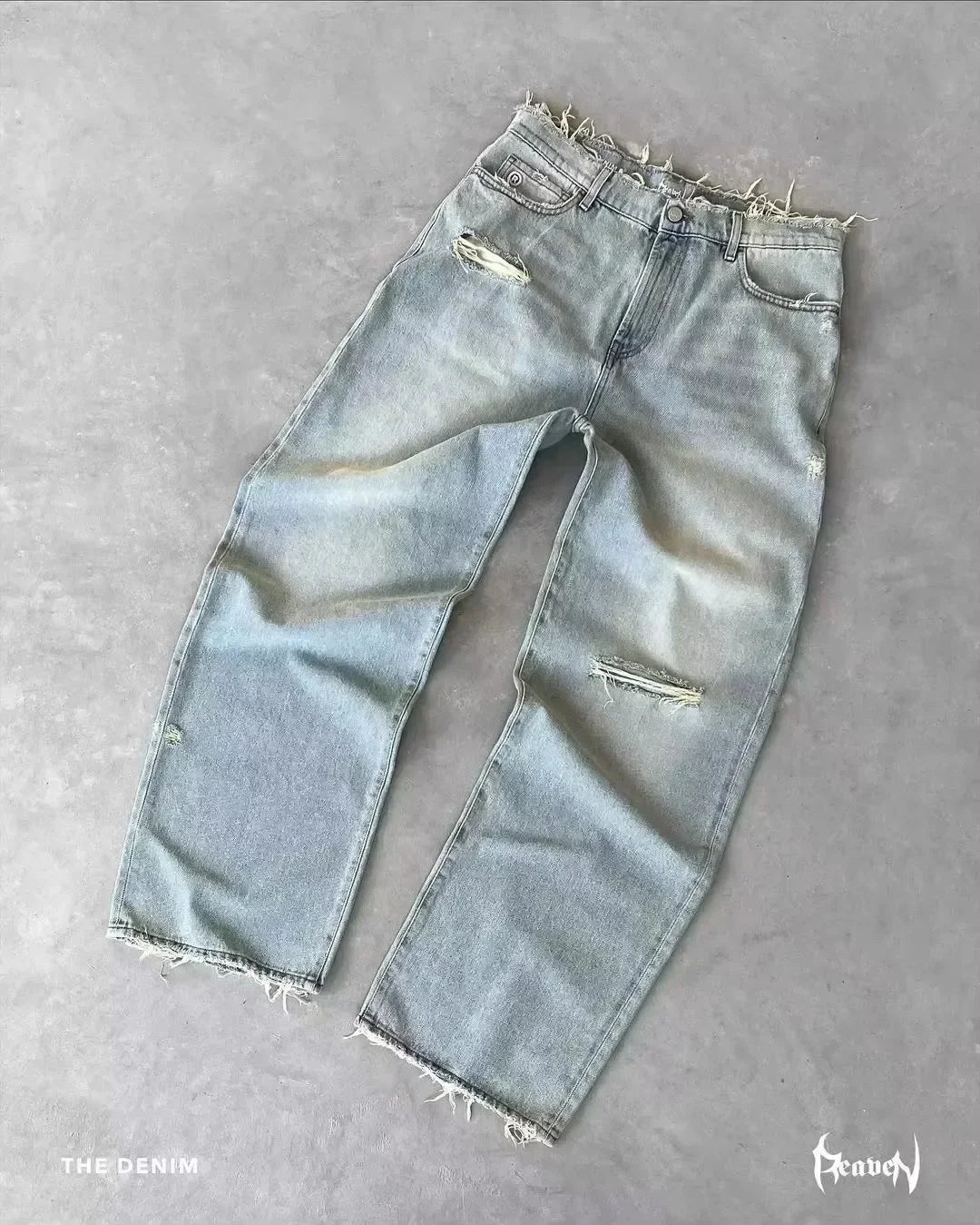 Affliction New Jeans American New Fashion Embroidered Loose Jeans Men and Women Street Casual Floor Mopping Pants