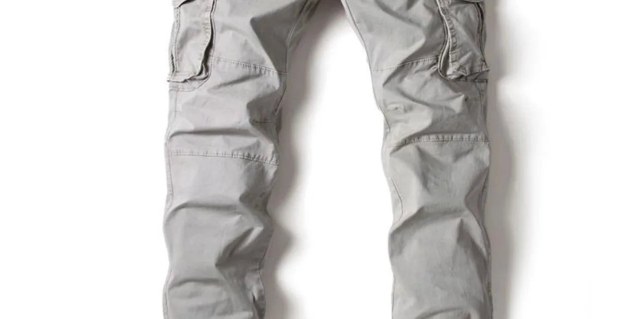 Spring Summer Men's Casual Fashion Work Pants Cuffed Multiple Pockets Slim Fit Youth Leisure Trousers Trendy Brand