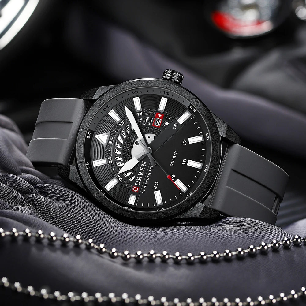 CURREN 8421 Men's Watch Luxury Men's Quartz Watch Breathable Leather Strap Waterproof Business Casual Sports Men's Watch