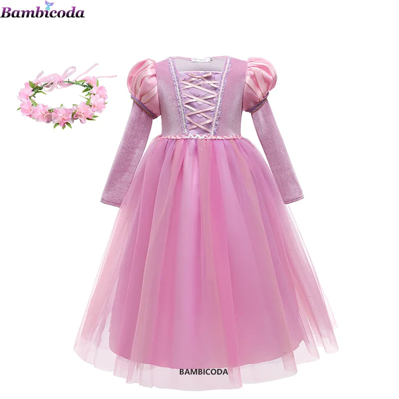 Girl Costume Rapunzel Princess Party Dresses for Girls Tangled Cosplay Vestido Dresses Ball Gowns 3-10Yrs dresses