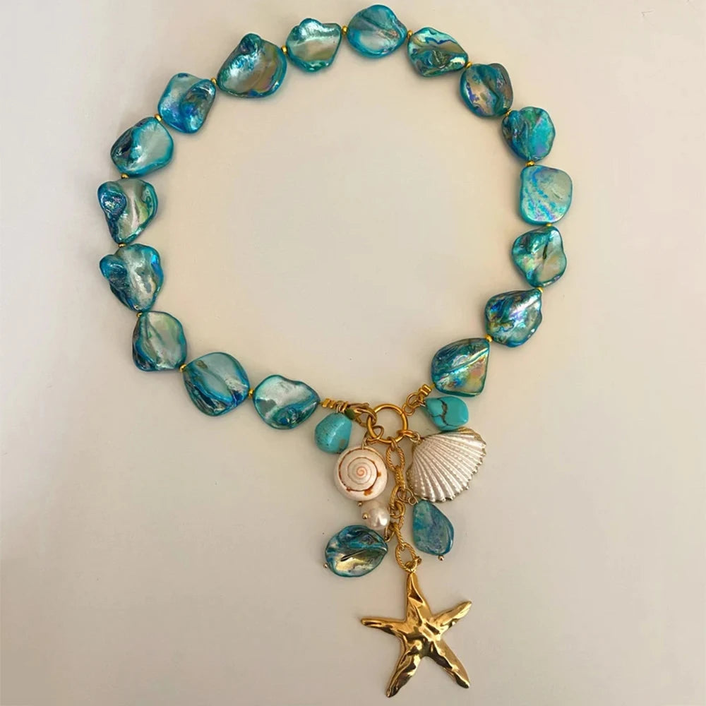 New Trendy Jewelry Summer Earrings For Women Sea World Shell Star Pendant Hoop Earrings Set Birthday Gift For Mother Kids