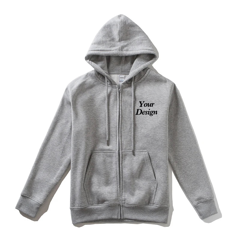 Top Quality Custom Cotton Zipper Hoodie Print Photo Text Brand Logo Men Womens Thick Fleece Autumn Winter Warm Sweatshirt 350gsm