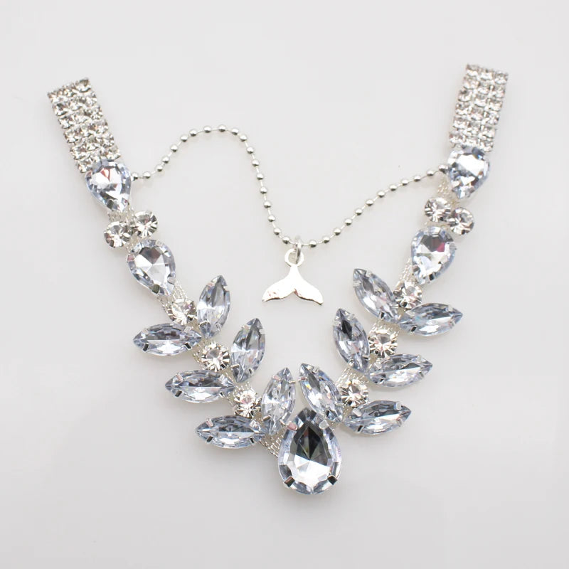 1pcs Silver Sparkling Crystal Link Buckle Handmade Metal Swimsuit Bikini Herringbone Drag Chain Decoration
