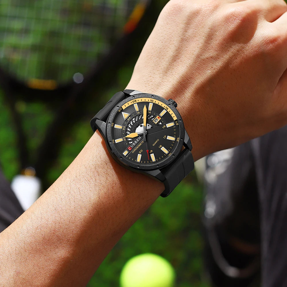 CURREN 8421 Men's Watch Luxury Men's Quartz Watch Breathable Leather Strap Waterproof Business Casual Sports Men's Watch